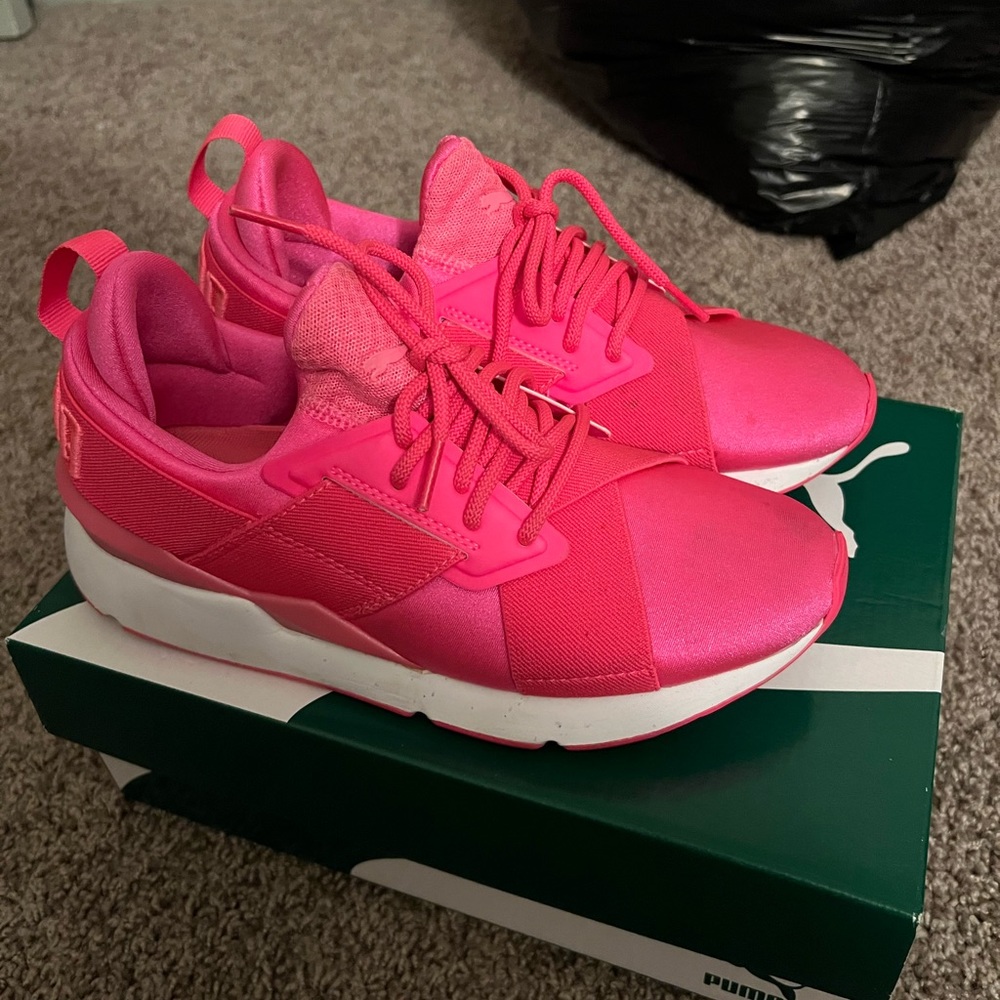 Hot pink puma sneakers